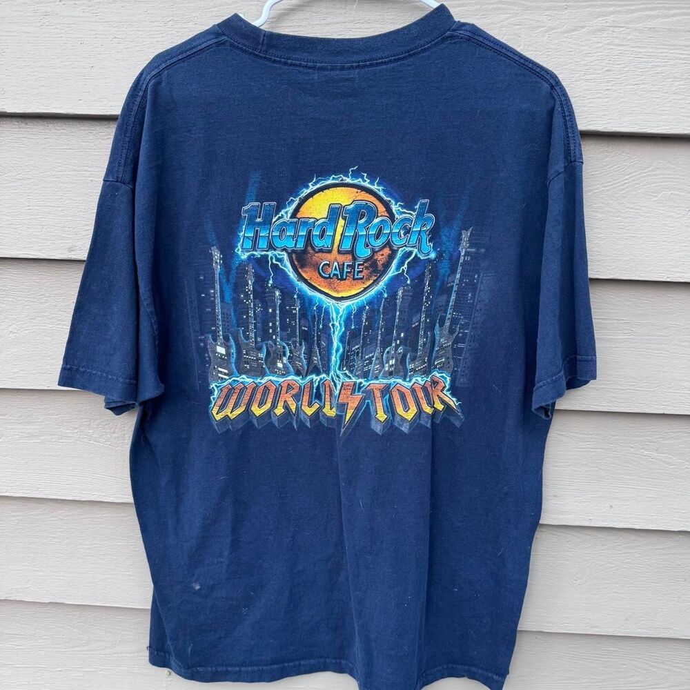 Hard-rock-cafe Men's Navy and Blue T-shirt